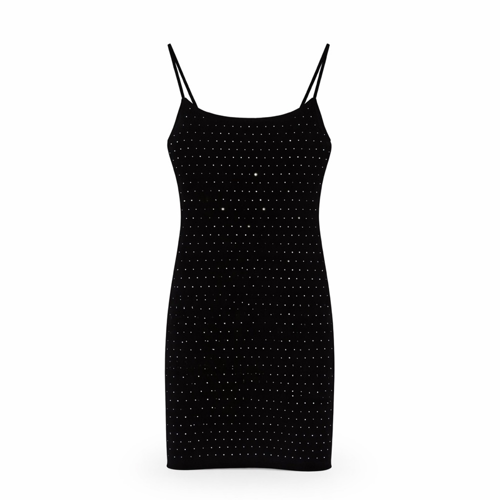 Windsor Black Mini Dress with Silver Studs